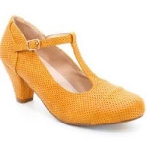 ModCloth Mustard Yellow T-Strap Heels